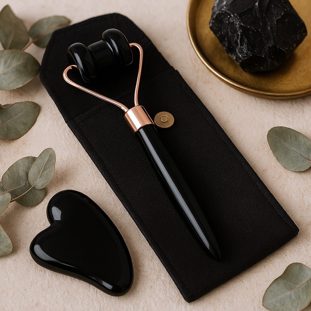 Black Obsidian Facial Roller Jawline Massager - SHAMTAM.COM