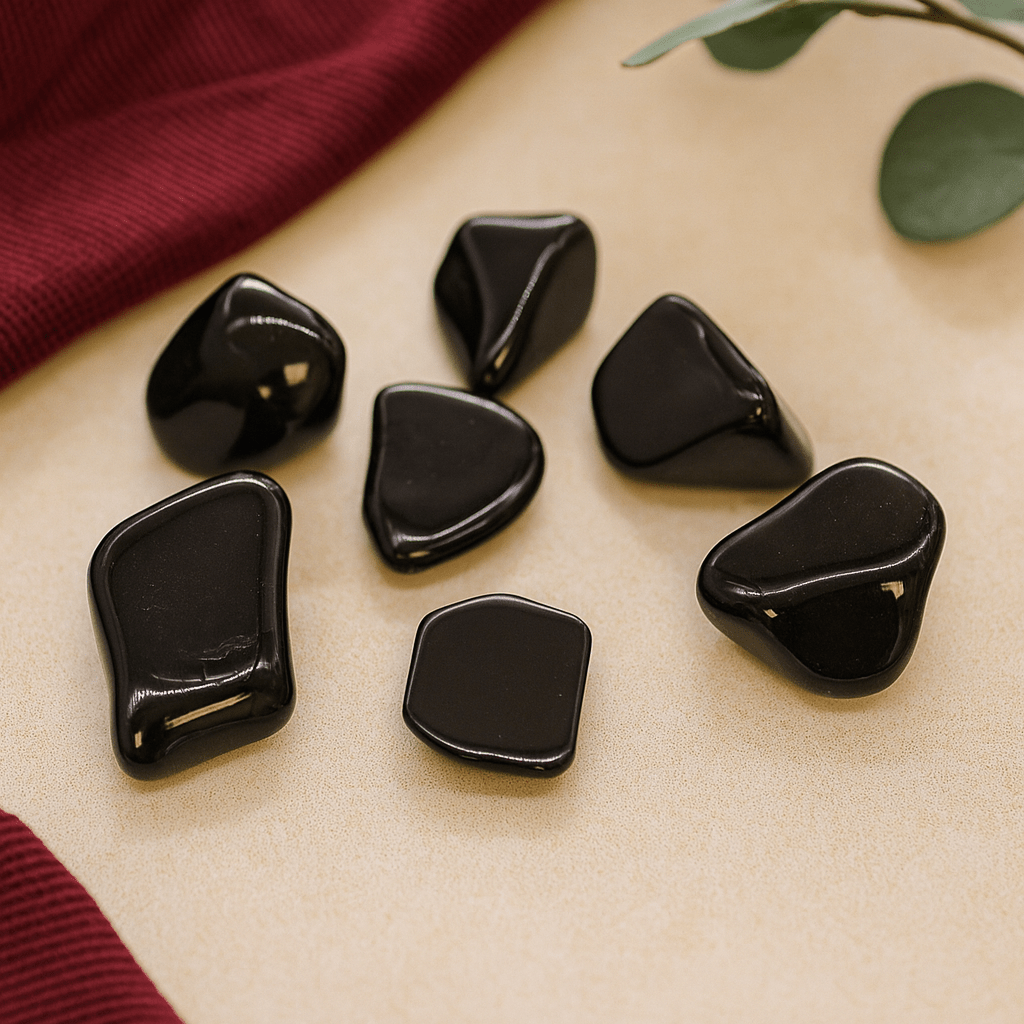 Black Tourmaline Tumbled Stones XL, 18 Piece Set - SHAMTAM.COM