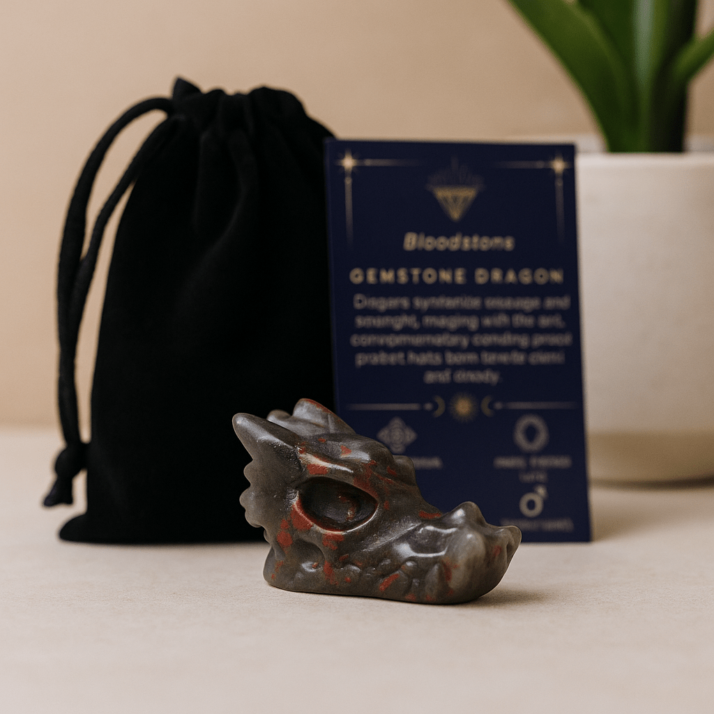 Bloodstone Dragon Head Carving, 45x30x28mm - SHAMTAM.COM