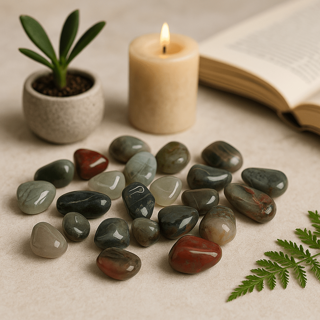 Bloodstone Tumbled Stones 24 Piece Set African Sephtonite - SHAMTAM.COM