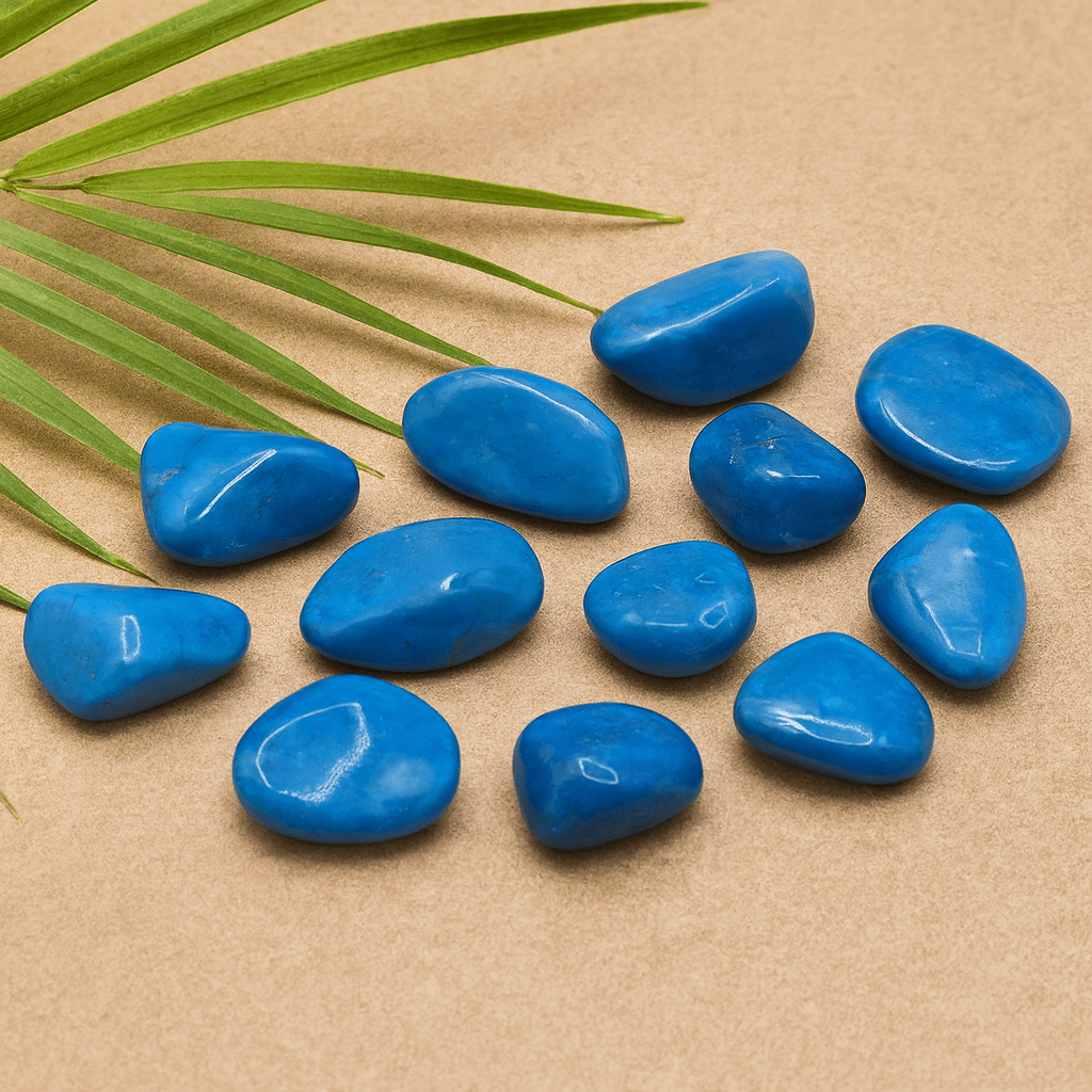 Blue Howlite Tumbled Stones, 24 Pieces - SHAMTAM.COM