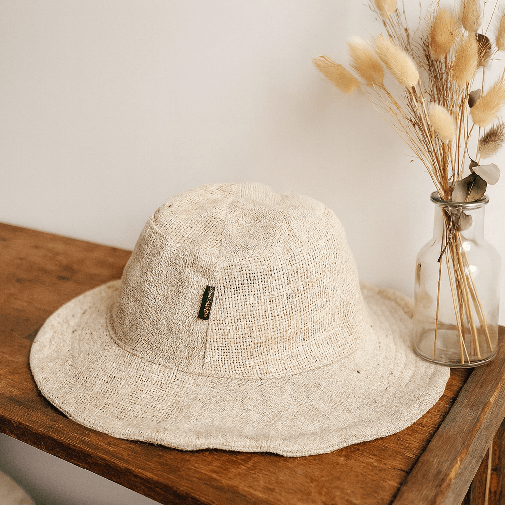 Boho Hat Hemp Cotton Patched Wired Brim Natural - SHAMTAM.COM