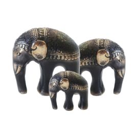 Brass Feng Shui Elephant Figurines, Set of 3 - SHAMTAM.COM