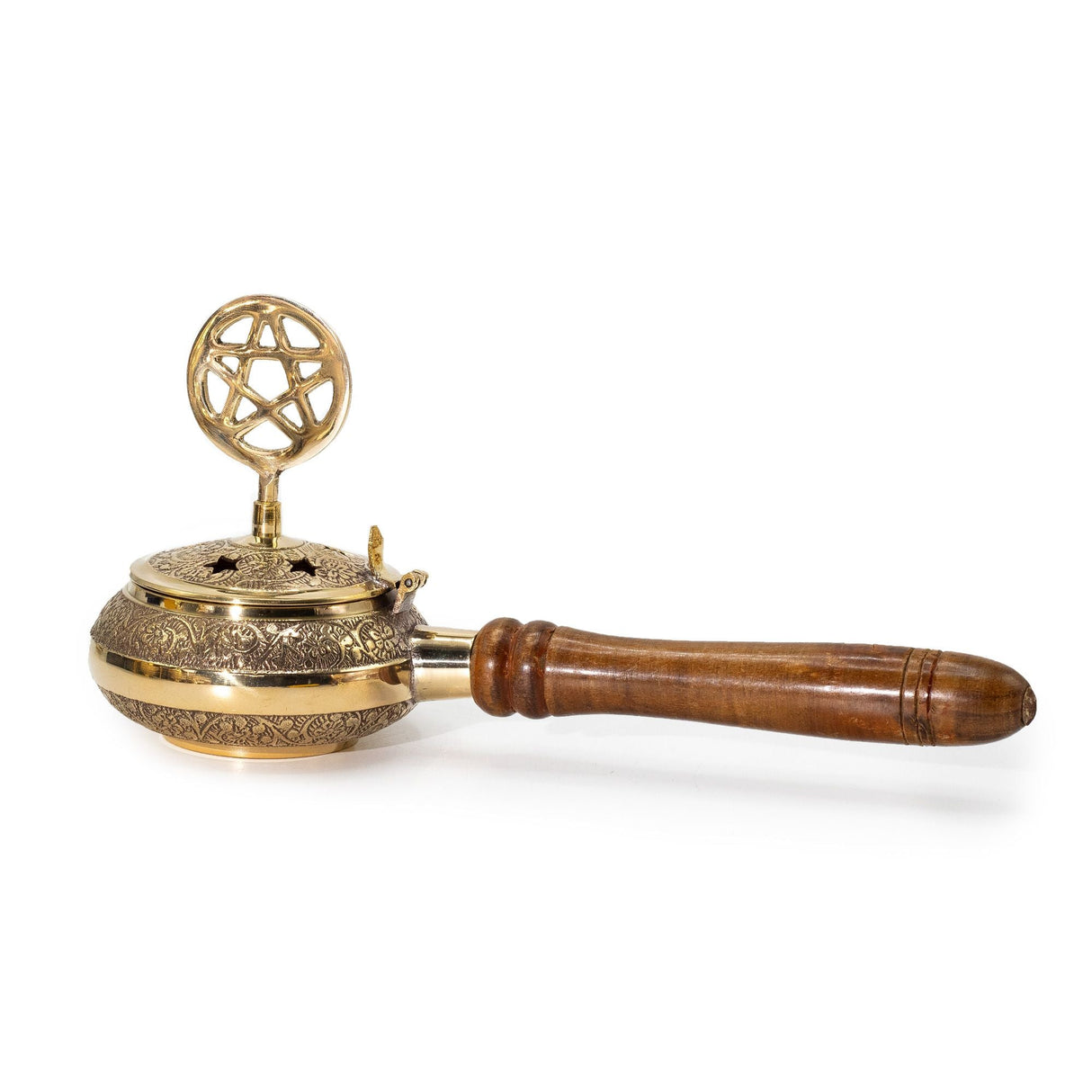Brass Pentagram Censer Incense Burner, Wooden Handle - SHAMTAM.COM