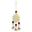 Indian Brass Wind Chimes with Flower of Life Design and Rudraksha Beads - 3 Soothing Bells for Spiritual Harmony - SHAMTAM.COM