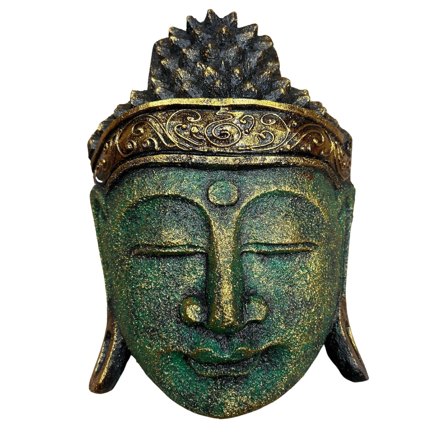 Home Decoration Buddha Head - 25cm - Green Shine Finish - SHAMTAM.COM