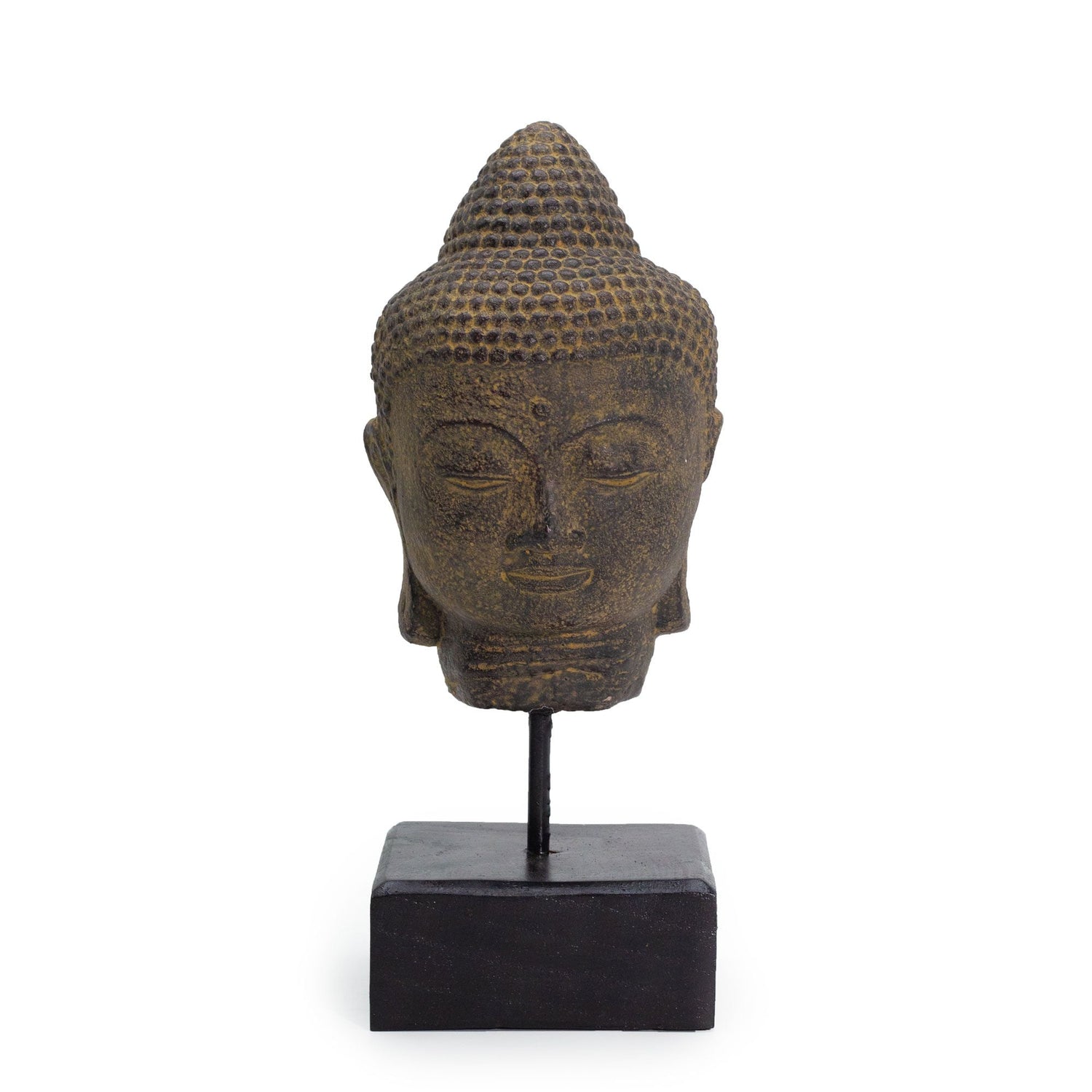 Buddha Head Statue On Stand - Grey - SHAMTAM.COM