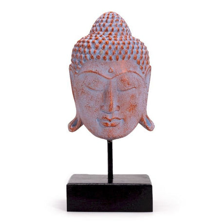 Buddha Head Statue on Stand Large Blue Copper - SHAMTAM.COM