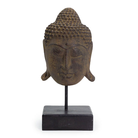 Buddha Head Statue on Stand Large Grey - SHAMTAM.COM