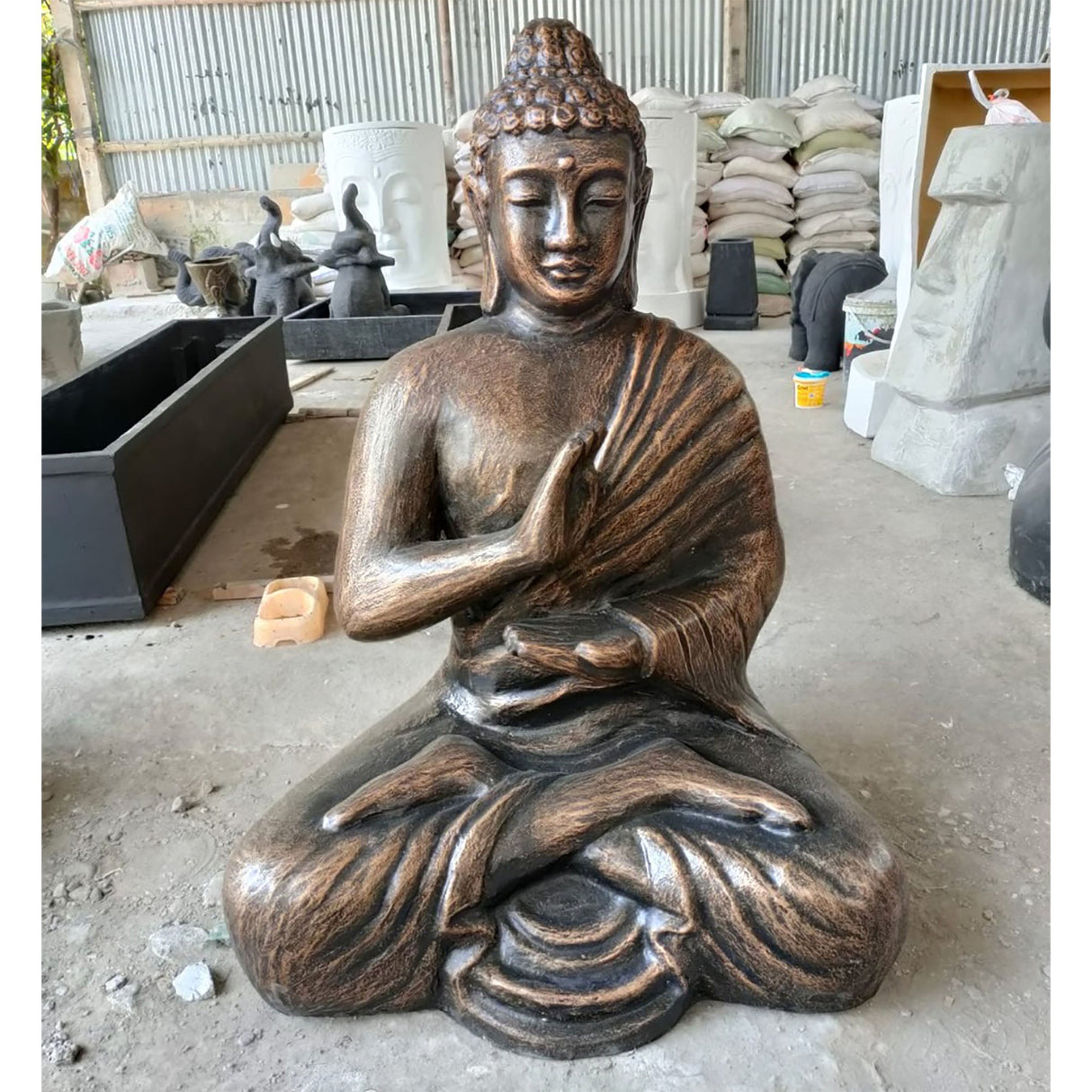 Antique 1.5m Bronze - Finish Gold Buddha Statue in Meditative Pose - Perfect for Home or Garden Decor - SHAMTAM.COM