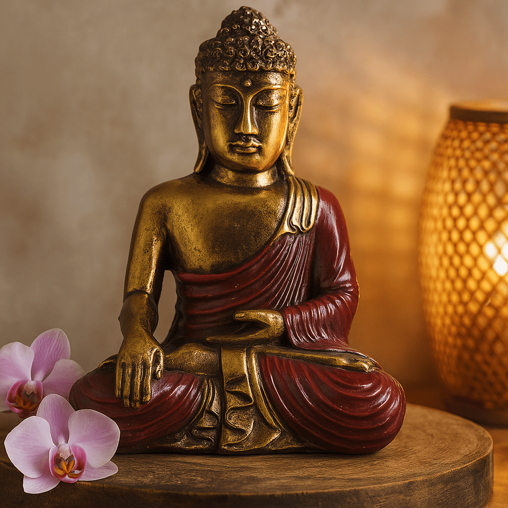 Buddha Statue Large Red and Gold Resin - SHAMTAM.COM