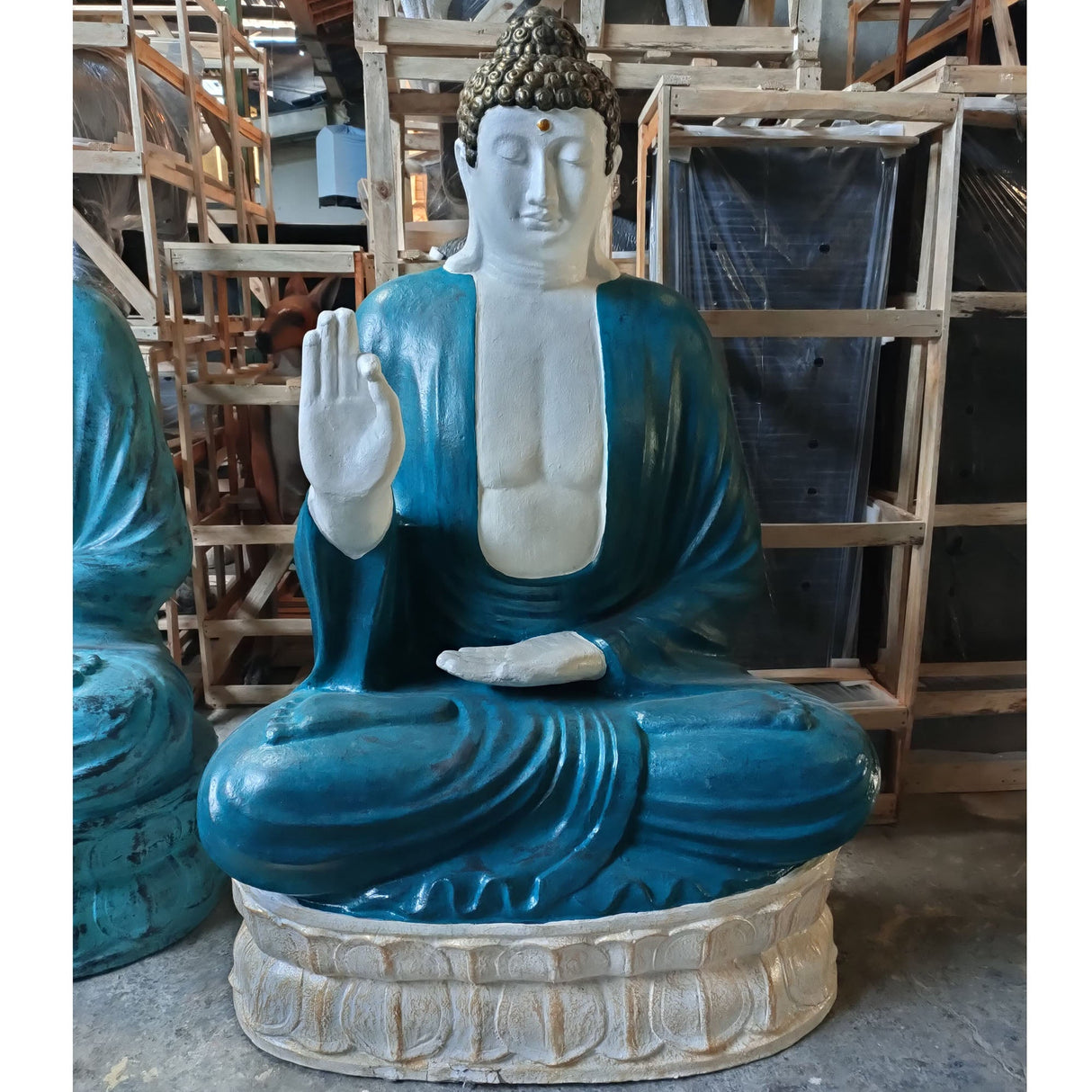 Exquisite 0.96m Large Turquoise & Stone Thai Buddha Statue - Meditative Pose with Intricate Detailing for Indoor & Outdoor Decor - SHAMTAM.COM