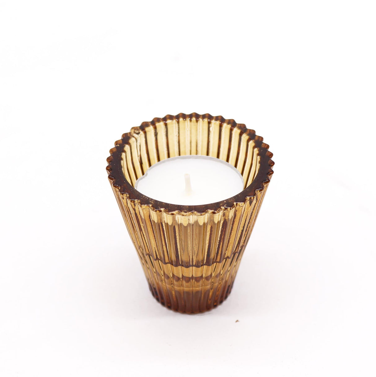 Flip Dinner Candle / Tealight Holder - Antique Amber (2 pcs) - SHAMTAM.COM