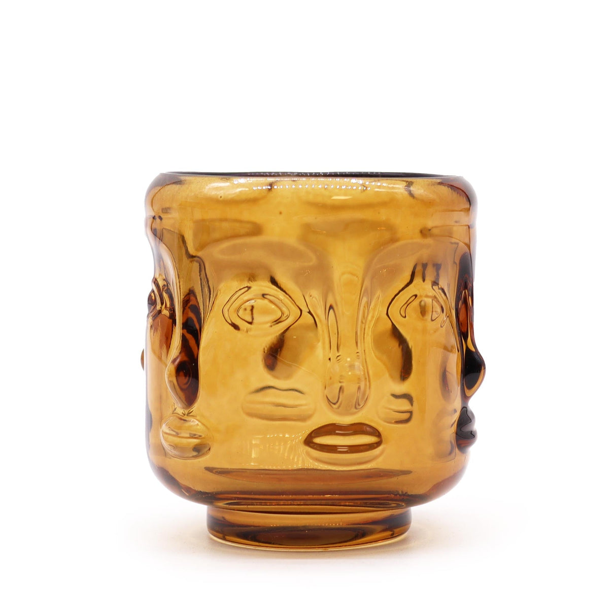 Buddha Faces Candle Jar - Antique Amber (2 pcs) - SHAMTAM.COM