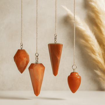 Carnelian Crystal Dowsing Pendulum with Chain - SHAMTAM.COM