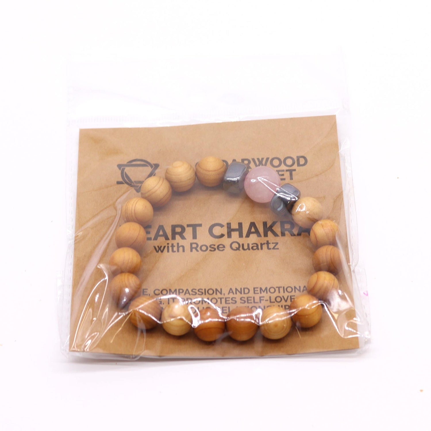 Cedarwood Heart Chakra Bangle with Rose Quartz - SHAMTAM.COM