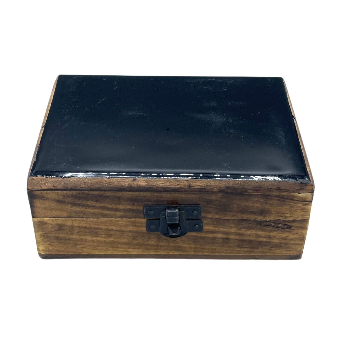 Medium Ceramic Glazed Wood Box - 15x10x6cm - Black - SHAMTAM.COM