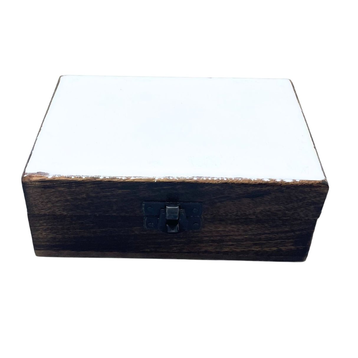 Medium Ceramic Glazed Wood Box - 15x10x6cm - White - SHAMTAM.COM