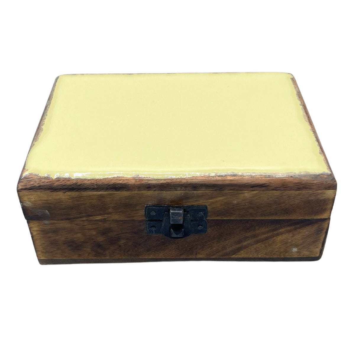 Medium Ceramic Glazed Wood Box - 15x10x6cm - Concrete - SHAMTAM.COM