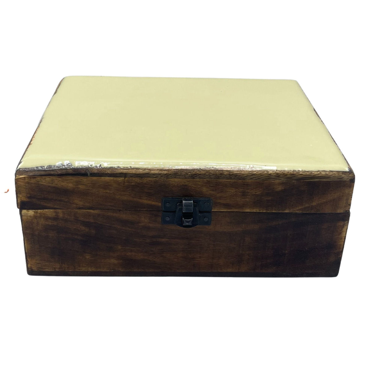 Large Ceramic Glazed Wood Box - 20x15x7.5cm - Concrete - SHAMTAM.COM