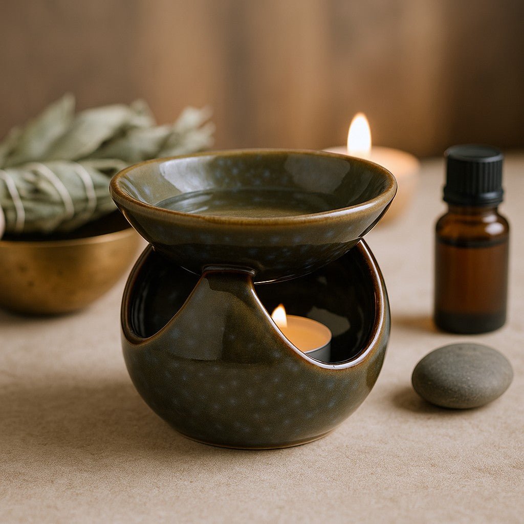Ceramic Oil Burner Dark Mottled Assorted - SHAMTAM.COM