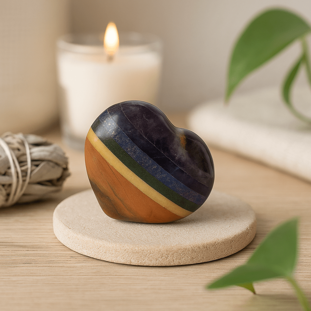 Chakra Gemstone Heart 45 - 60mm - SHAMTAM.COM
