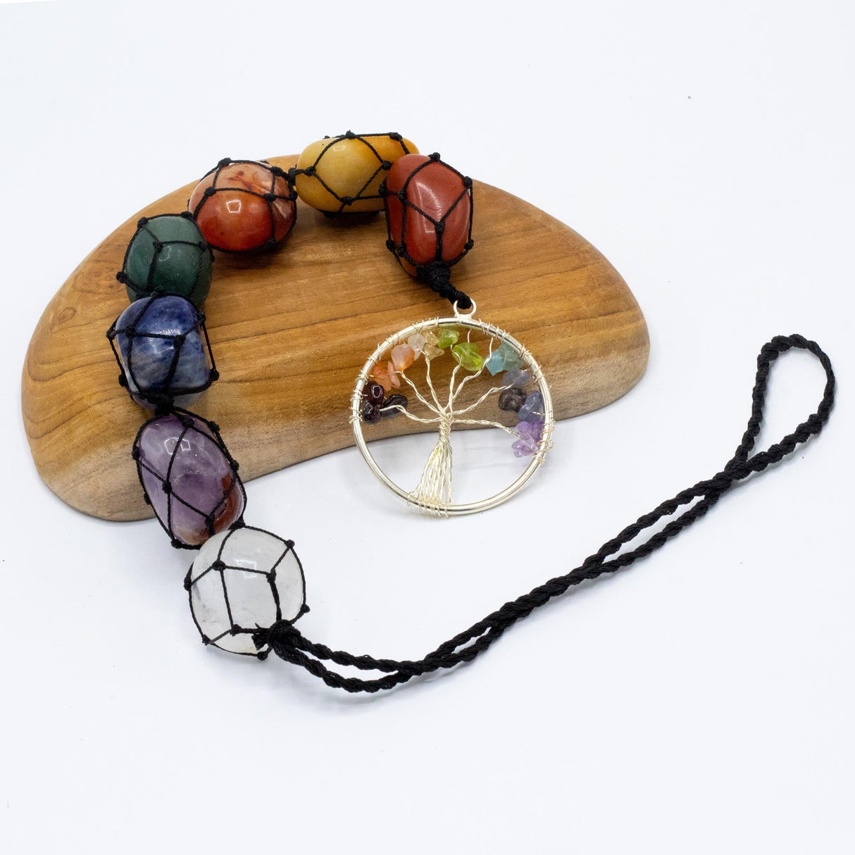Handcrafted Tree of Life Chakra Pendant Necklace with Seven Healing Stones for Balance and Spiritual Growth - SHAMTAM.COM