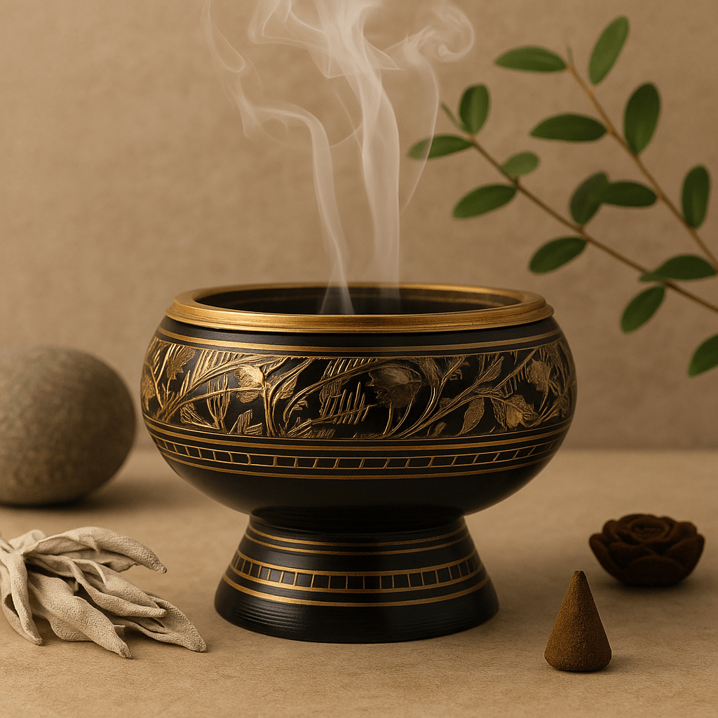 Charcoal Incense Burner, Brass - SHAMTAM.COM