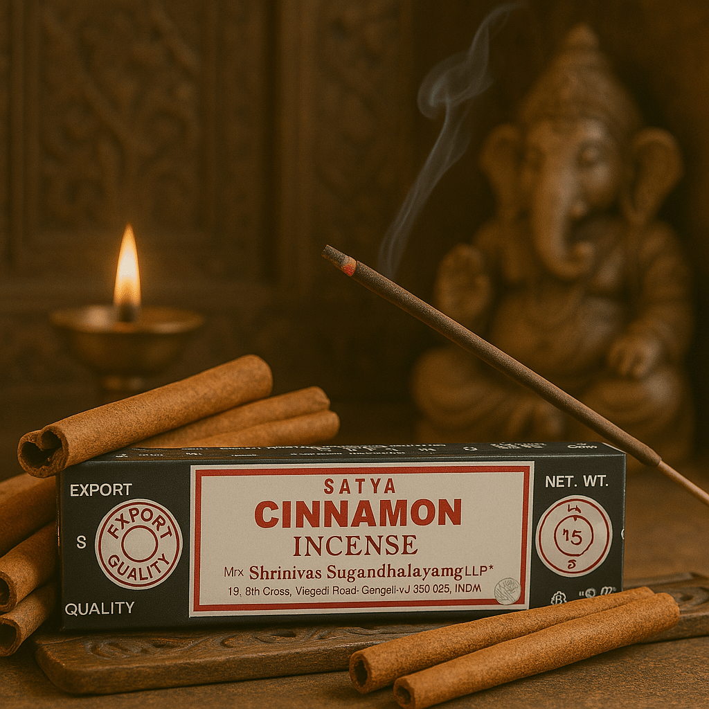 Satya Cinnamon Incense Sticks 15g - Hand Rolled Aromatic Bliss with 30 - Minute Burn Time - SHAMTAM.COM