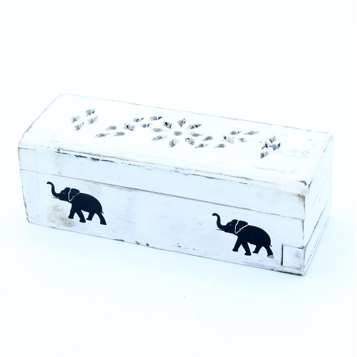 Incense Burner - White Washed Cone Smoke Box 15 cm - SHAMTAM.COM