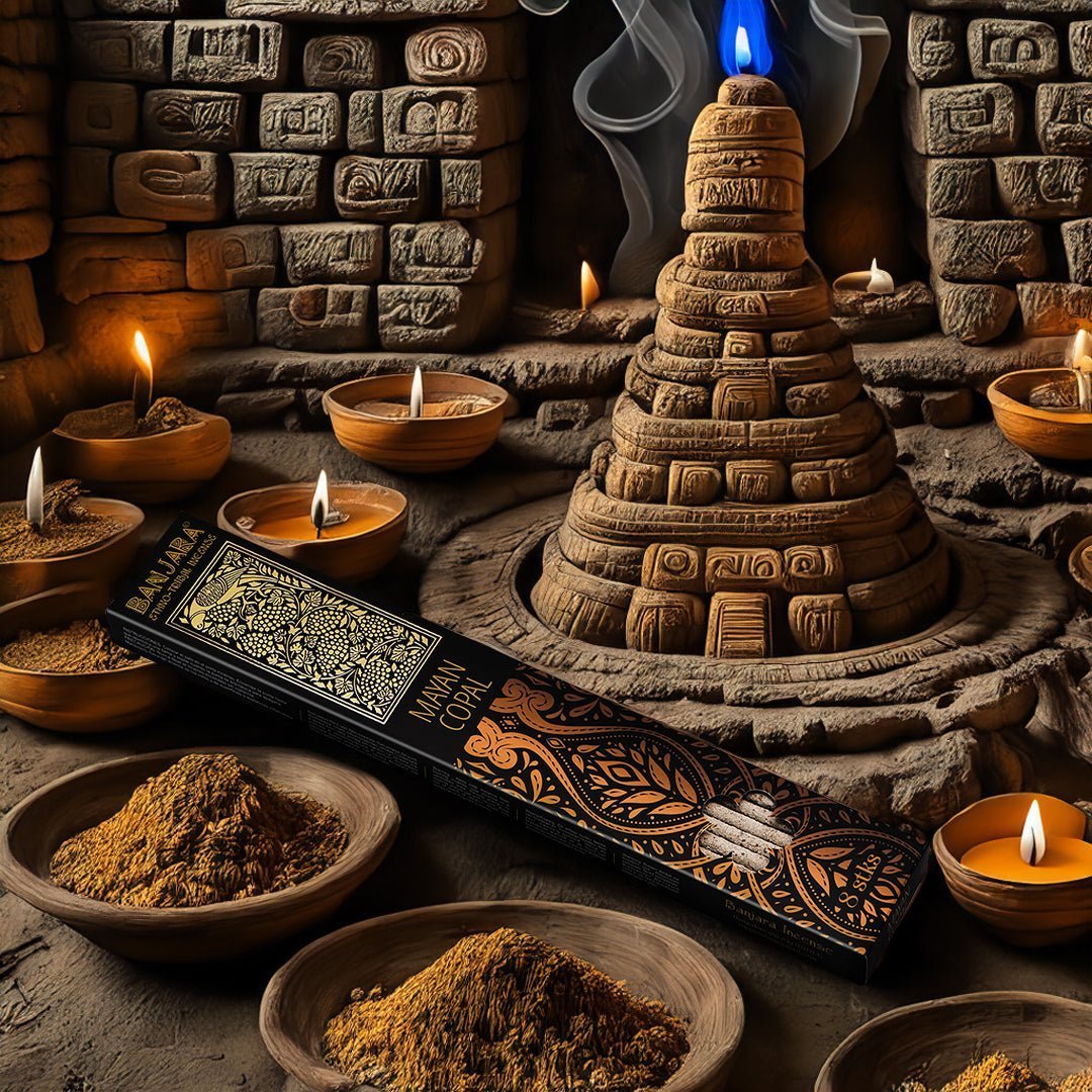 Authentic Mayan Copal Incense Sticks - Banjara Extra Long Smudge Pack (8 Sticks) for Spiritual Grounding & Mystical Aromatherapy - SHAMTAM.COM
