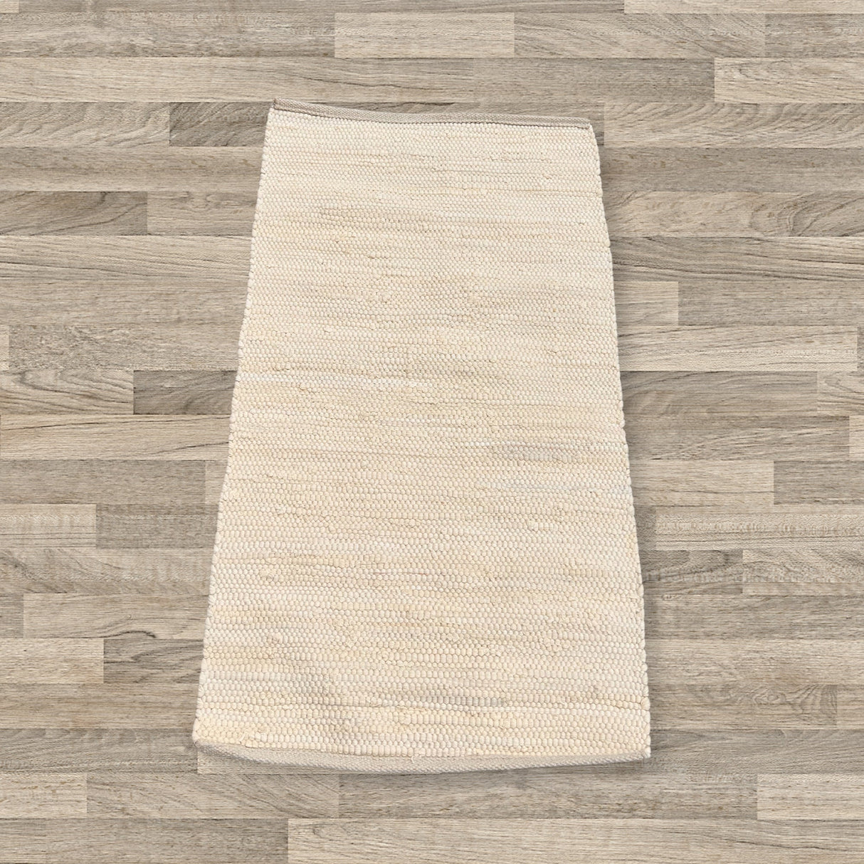 Handcrafted Cream Cotton Handloom Rug - Minimalist Woven Design for Rustic Interiors - SHAMTAM.COM