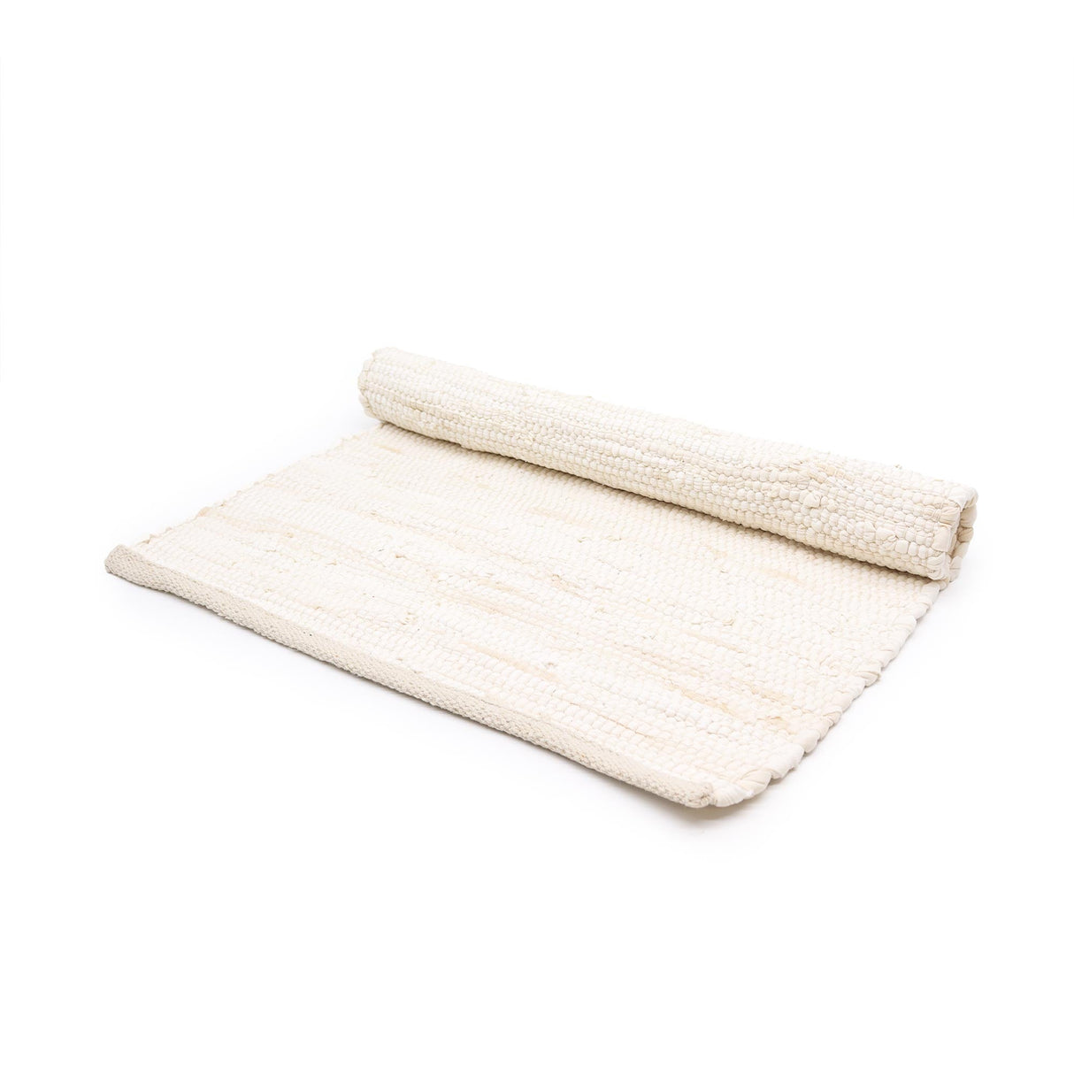 Handcrafted Cream Cotton Handloom Rug - Minimalist Woven Design for Rustic Interiors - SHAMTAM.COM