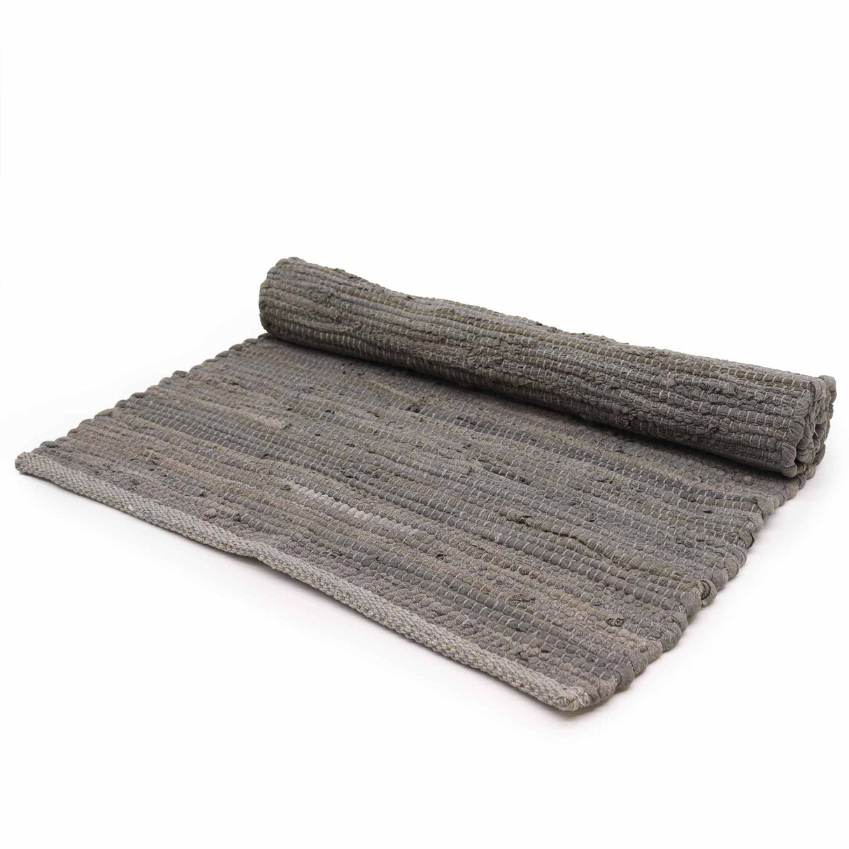 Handcrafted Large Charcoal Gray Indian Handloom Cotton Rug - Durable Textured Floor Covering - SHAMTAM.COM