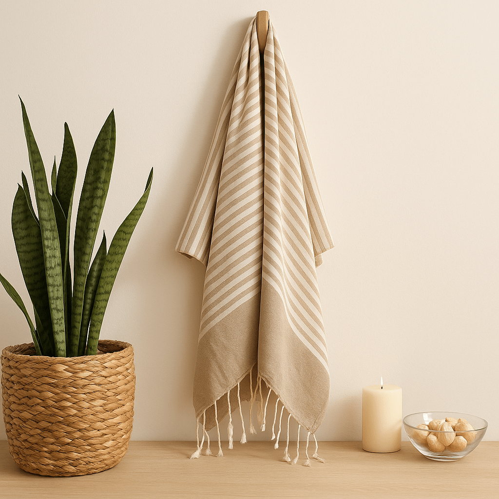 Cotton Pareo Throw - Warm Sand 100x180 cm - SHAMTAM.COM