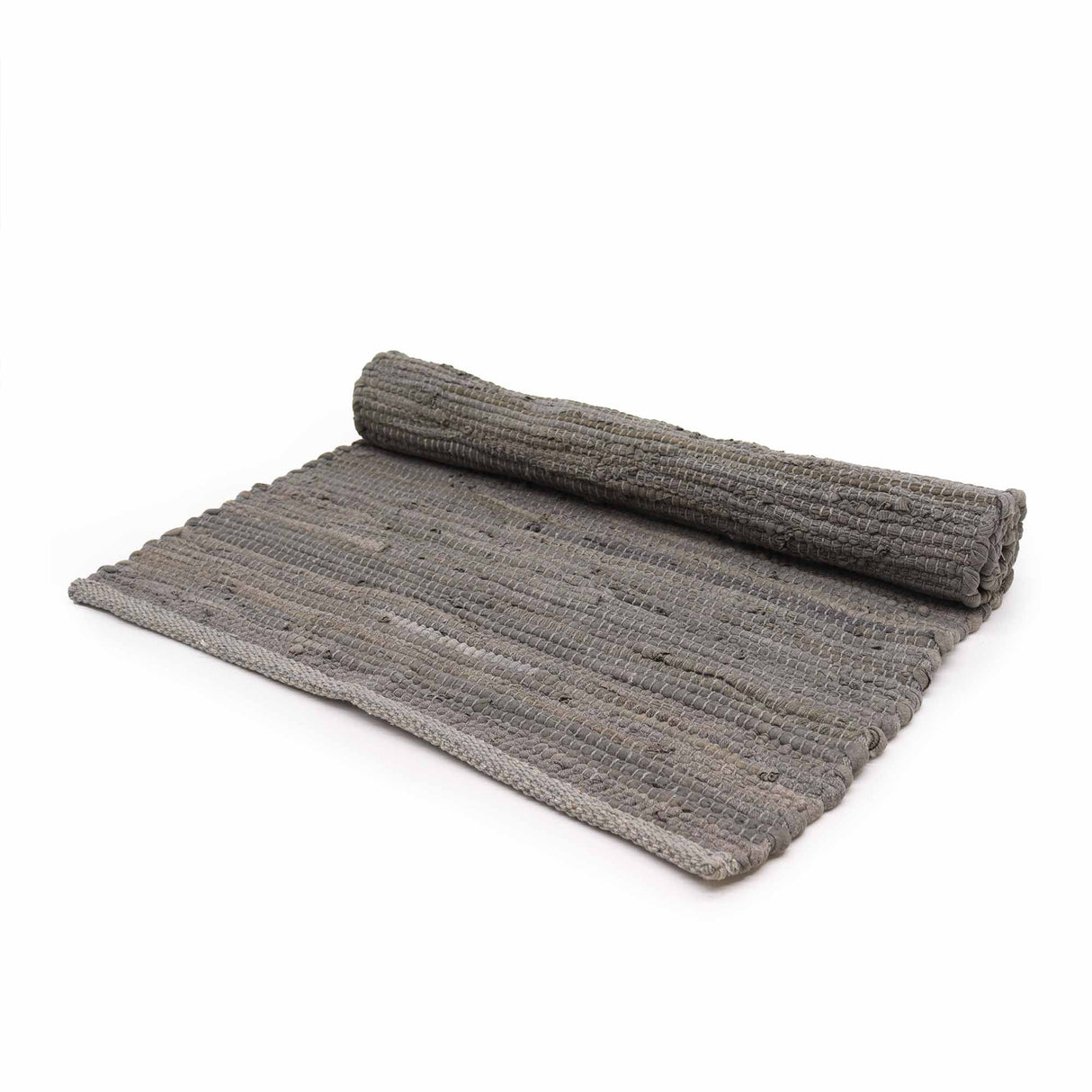 Charcoal Gray Handloom Cotton Rug - Medium Size, Rustic Woven Design - SHAMTAM.COM