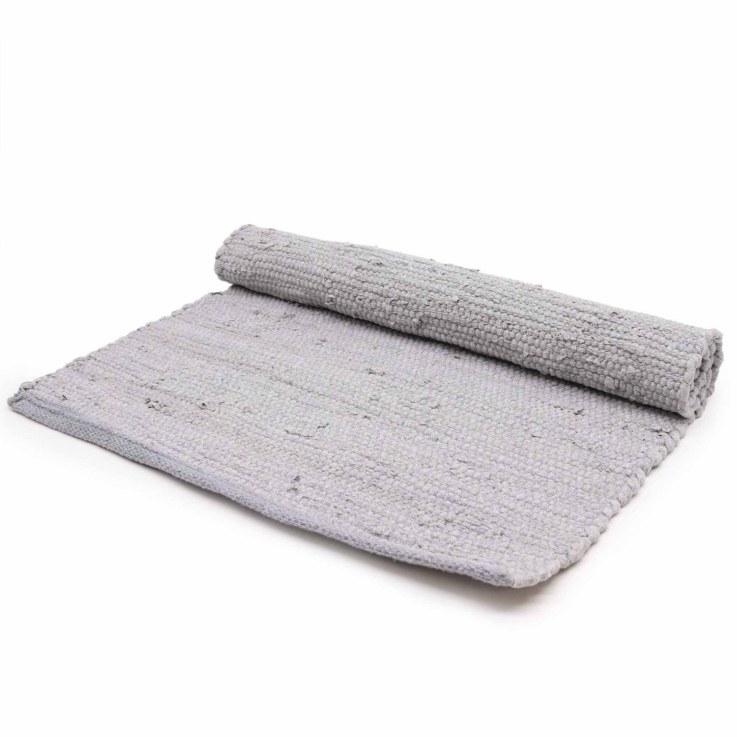 Handcrafted Large Grey Indian Handloom Cotton Rug - Durable Textured Floor Covering - SHAMTAM.COM