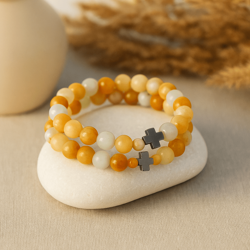 Couple Bracelets Set Of 2, Amazonite Yellow Jasper - SHAMTAM.COM