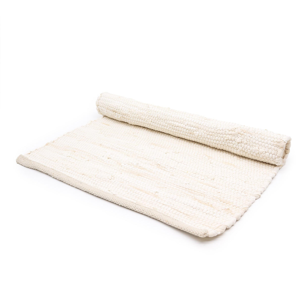 Elegant Cream Handloom Cotton Rug - Medium Size, Minimalist Design for Versatile Interiors - SHAMTAM.COM
