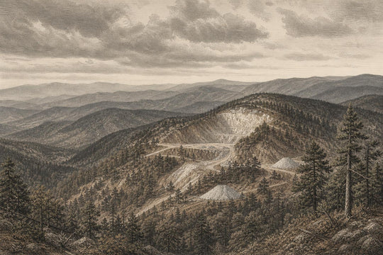 De oost-west lopende bergkammen van het Ouachita-gebergte met een open kwartsgr voor de heuvelhelling