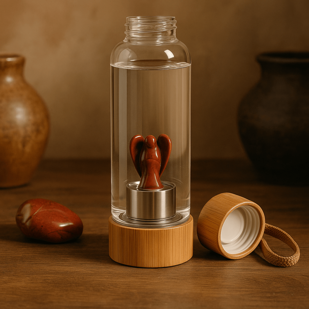 Crystal Water Bottle Red Jasper Angel - SHAMTAM.COM