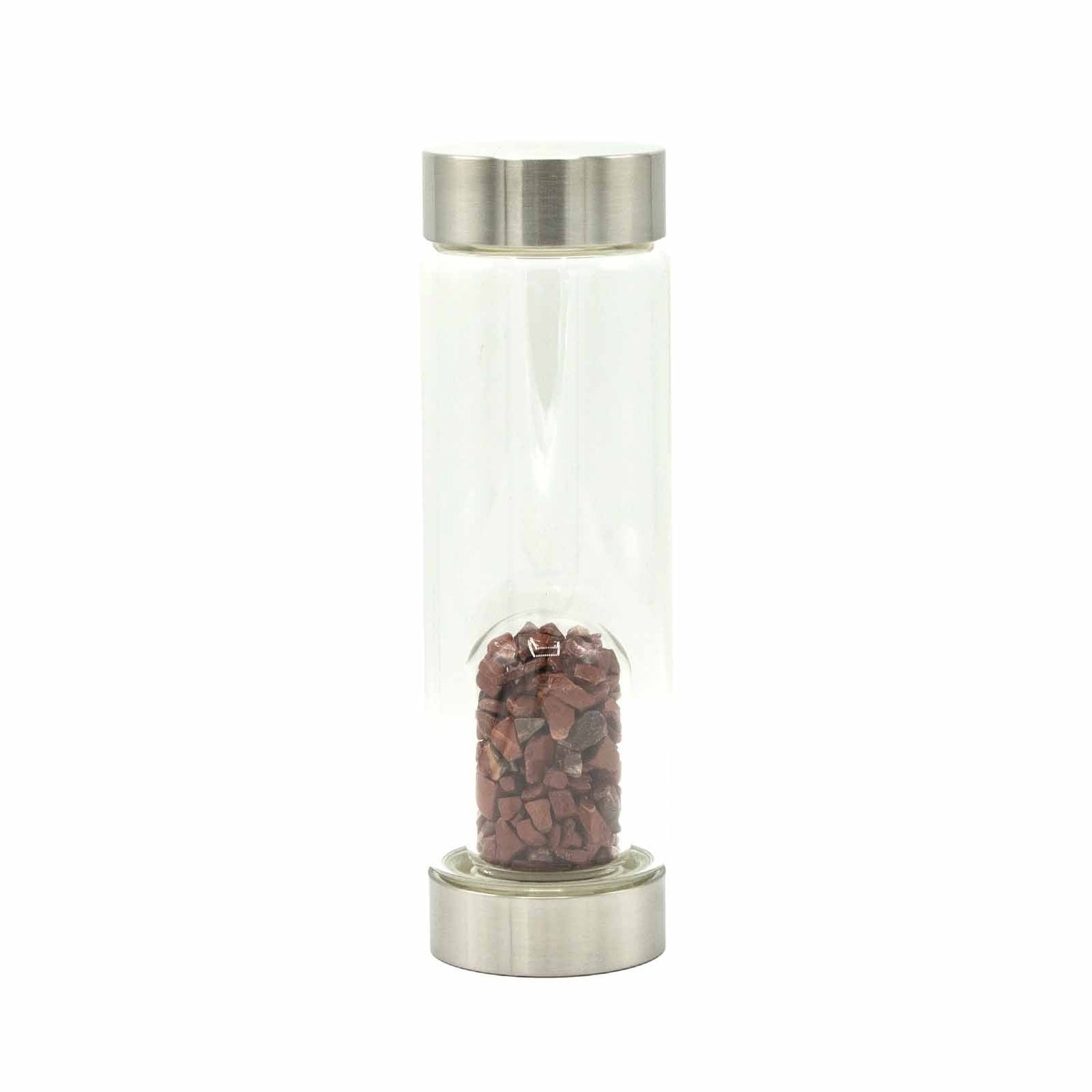 Crystal Water Bottle - Invigorating Red Jasper - Chips Cleansing Infuser - SHAMTAM.COM