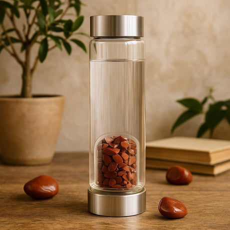 Crystal Water Bottle Red Jasper Chips Infuser - SHAMTAM.COM