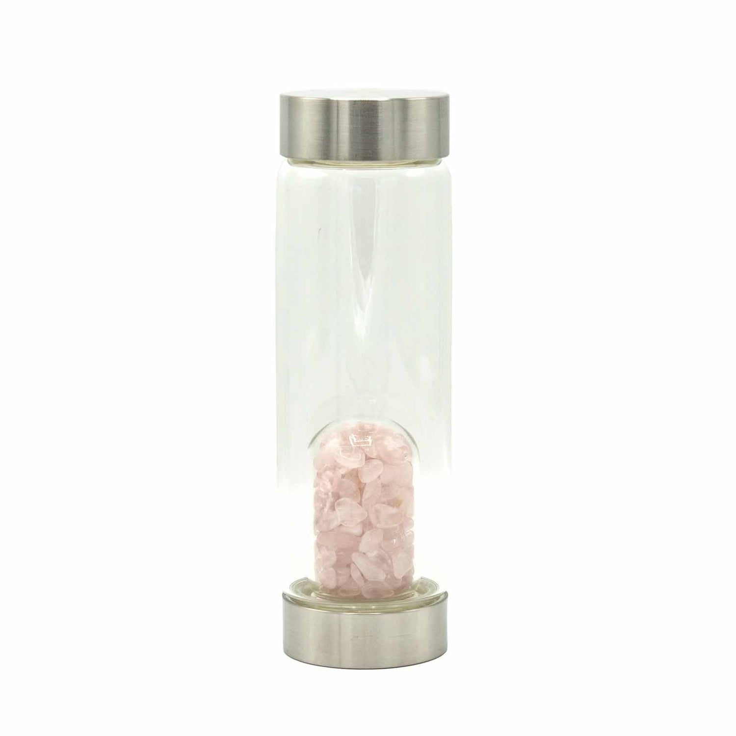 Crystal Water Bottle - Rejuvenating Rose Quartz - Chips - SHAMTAM.COM