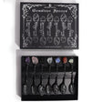 Set of 7 Dark Silver Gemstone Crystal Witch Spoons - SHAMTAM.COM