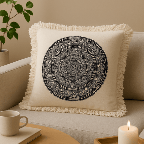 Cushion Black Mandala 60x60 cm - SHAMTAM.COM