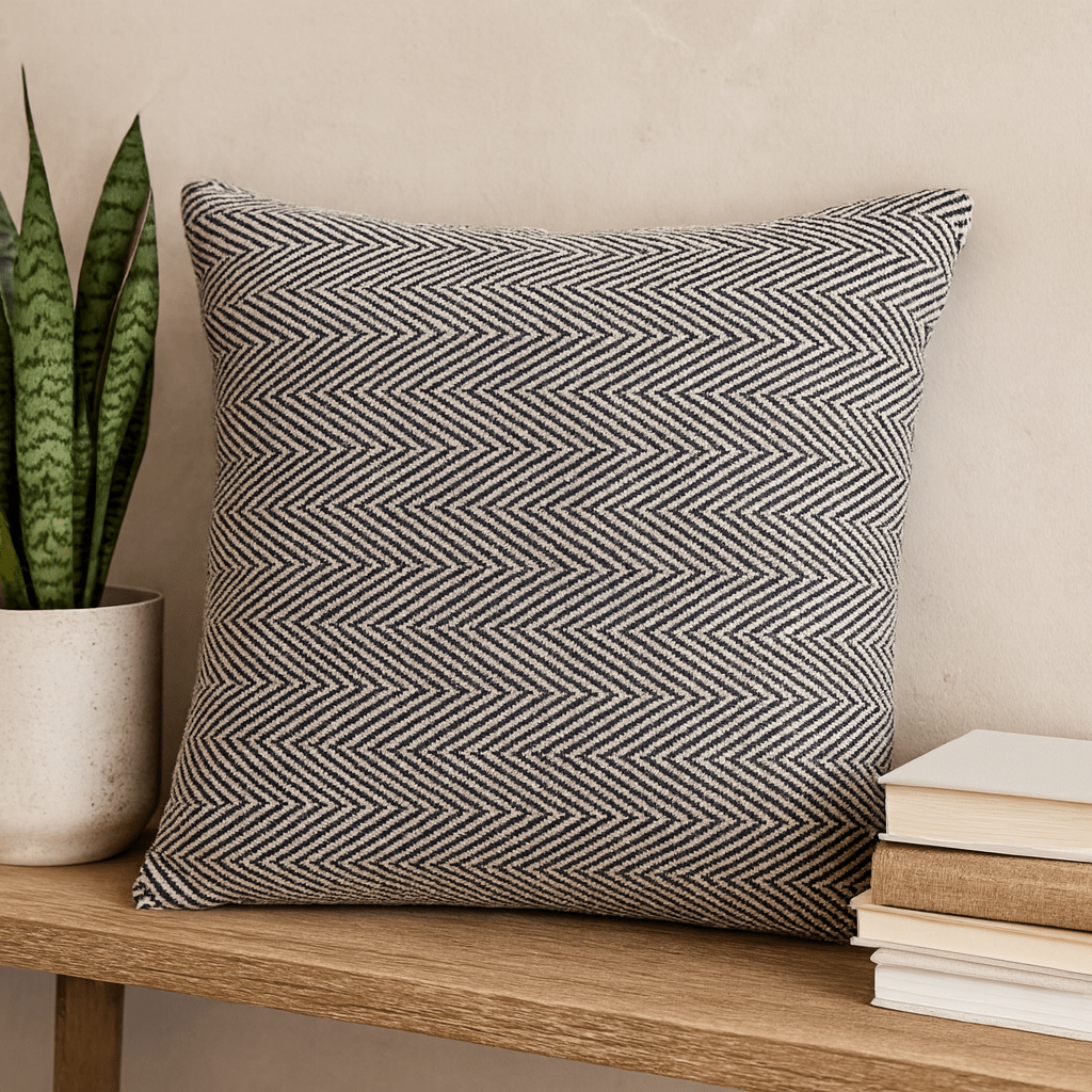 Cushion Cover Grey Herringbone Cotton 40x40 cm - SHAMTAM.COM