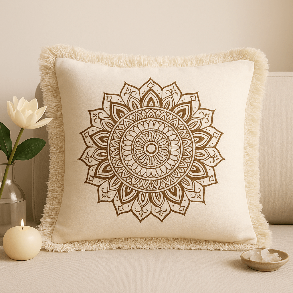 Cushion Cover Lotus Mandala 45x45cm Bronze - SHAMTAM.COM