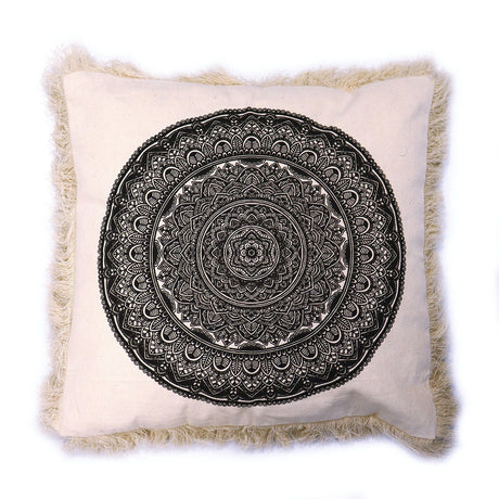 Cushion Cover Mandala 45x45cm Black Cotton - SHAMTAM.COM
