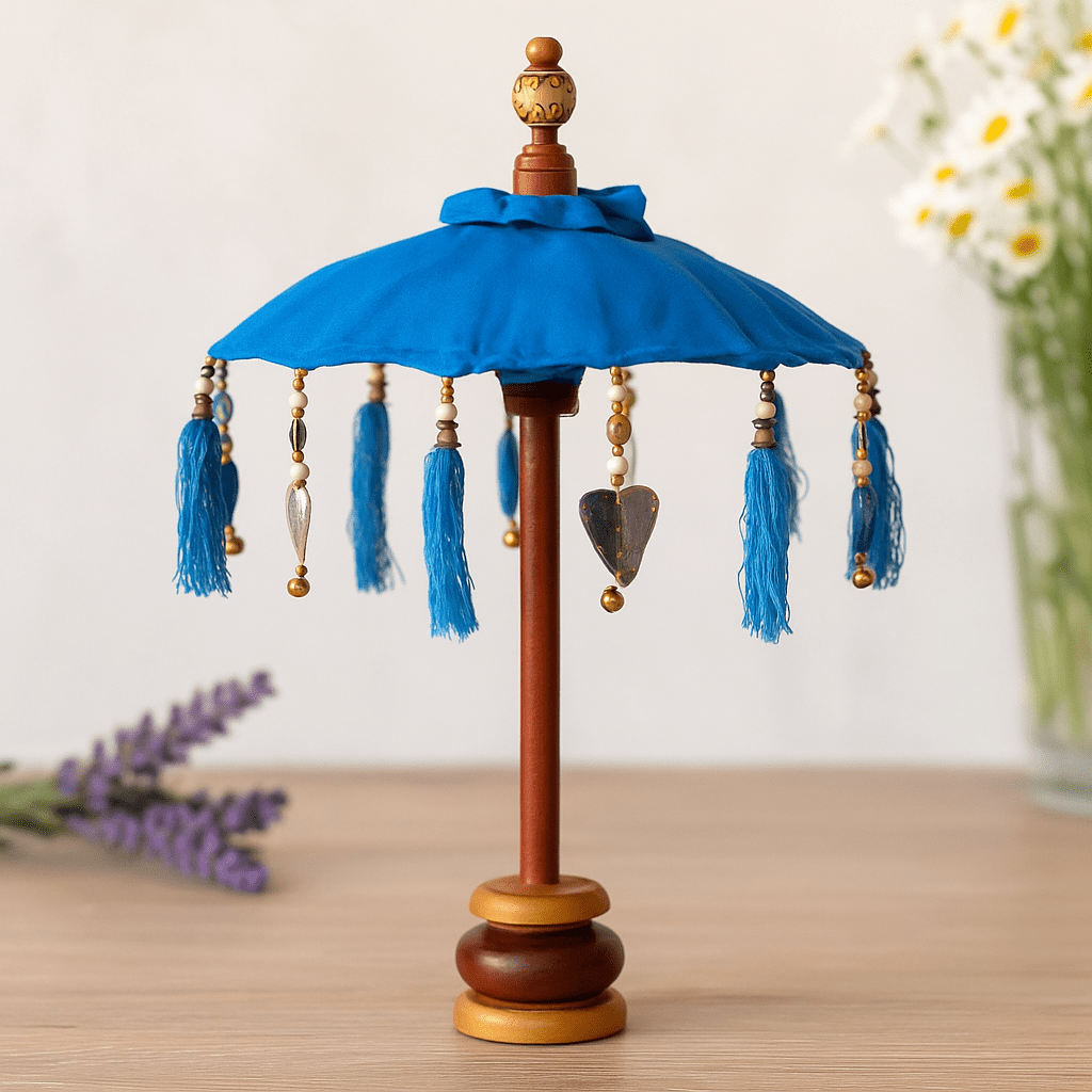 Decorative Parasol Turquoise Cotton 40cm - SHAMTAM.COM